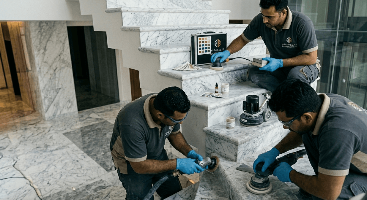 marble staircase polishing